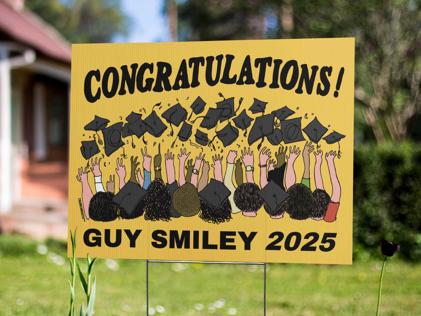 congratulations graduate, graduation party lawn sign, displayed in context