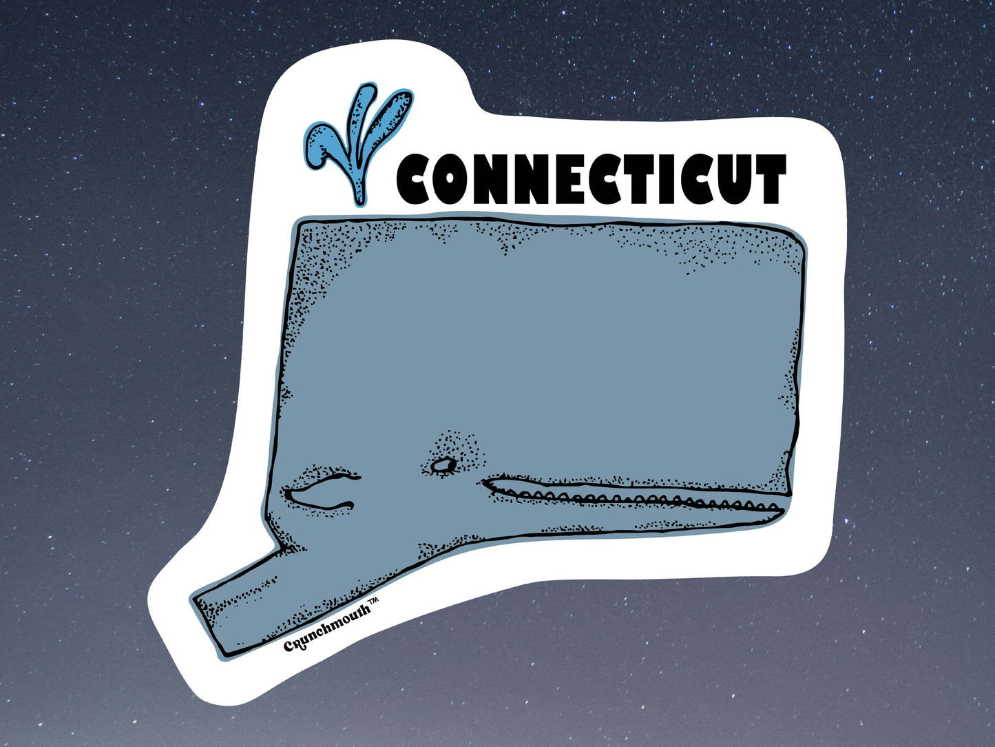 connecticut state whale sticker, night sky background