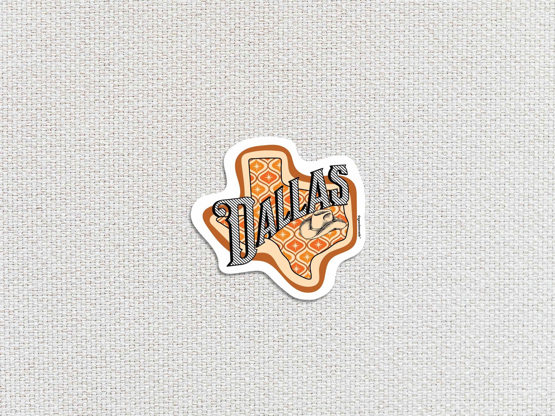 dallas travel luggage sticker, white textured background