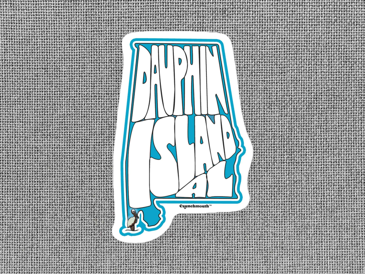 dauphin island sticker, gray textured background