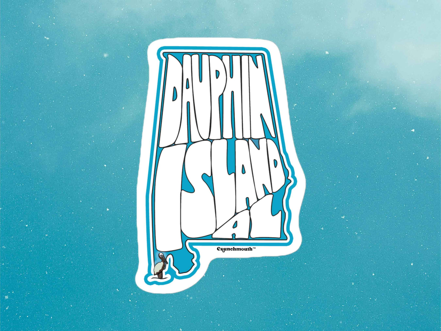 dauphin island sticker, blue sky background