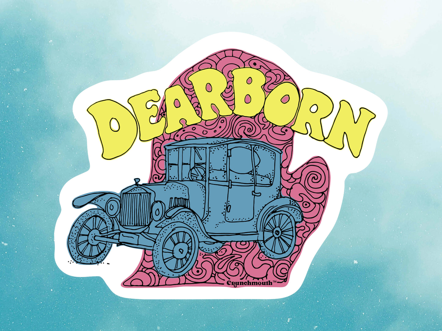 dearborn sticker, blue sky background