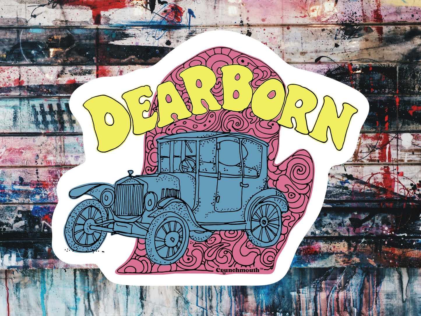 dearborn sticker, graffiti wall background