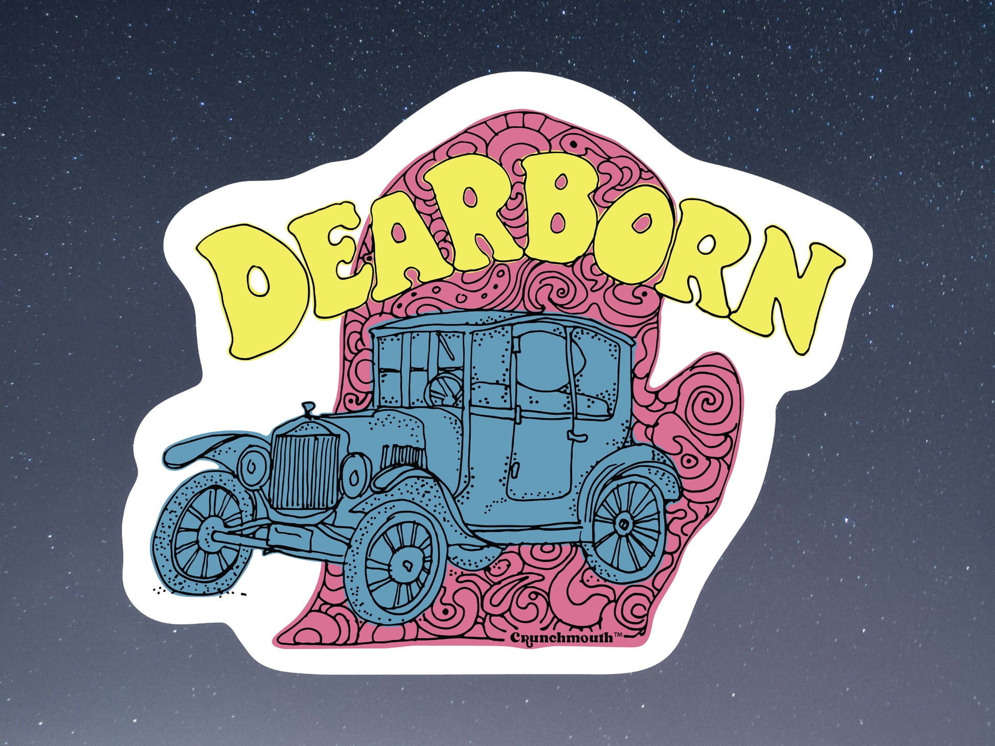 dearborn michigan sticker, starry night sky background