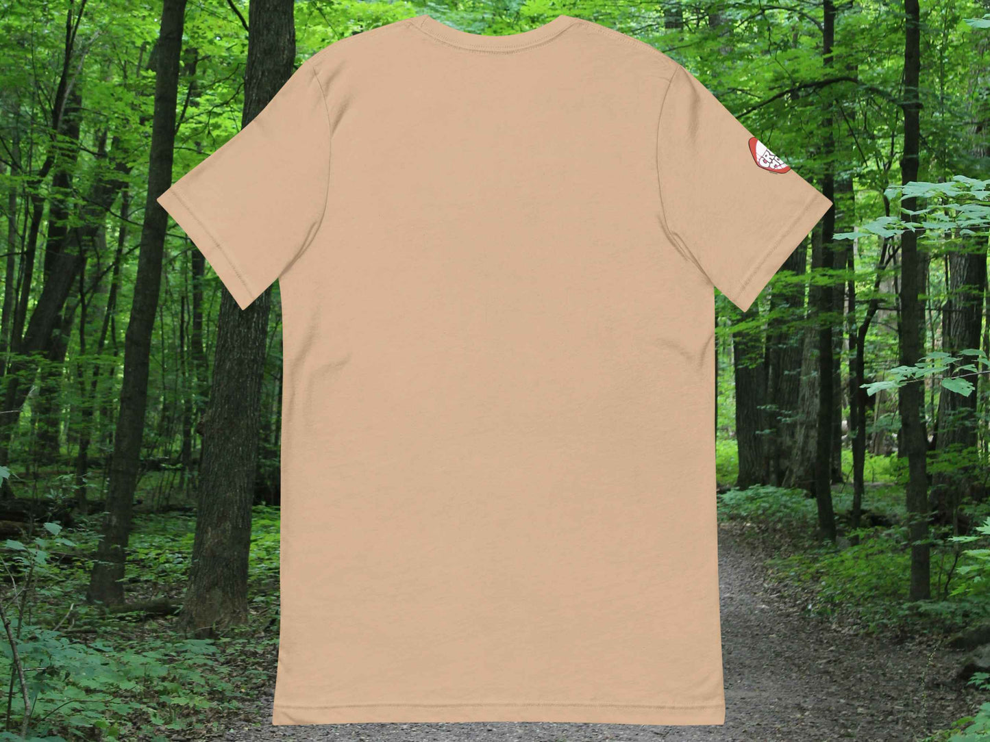 dearborn shirt, souvenir t shirts, back, flat, forest trail background