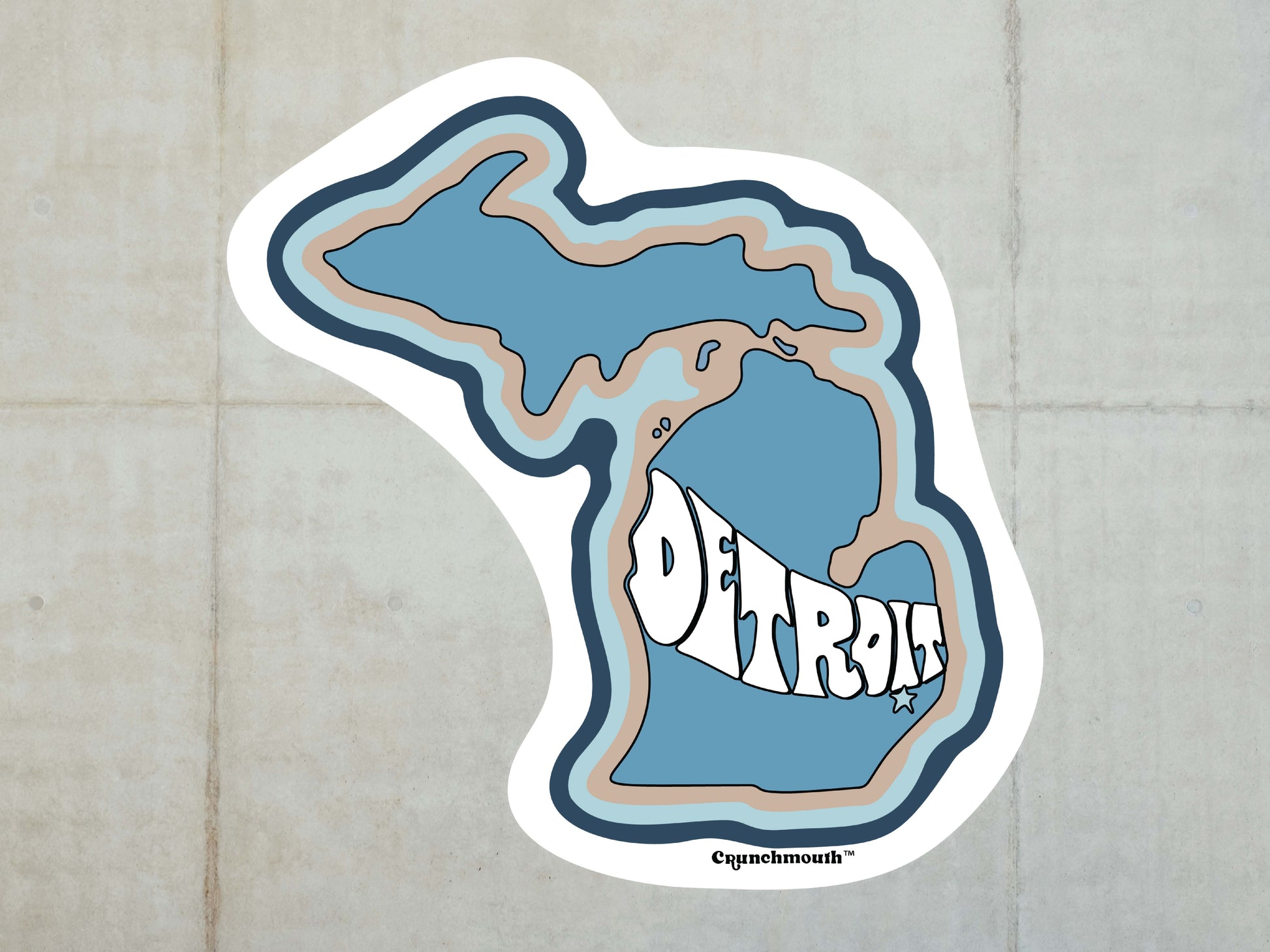 detroit michigan vinyl sticker, white tile wall background