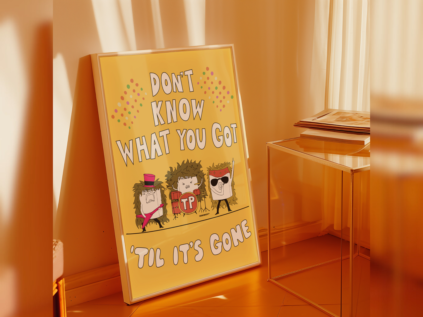 don't know what you got til it's gone funny bathroom wall art, displayed in context