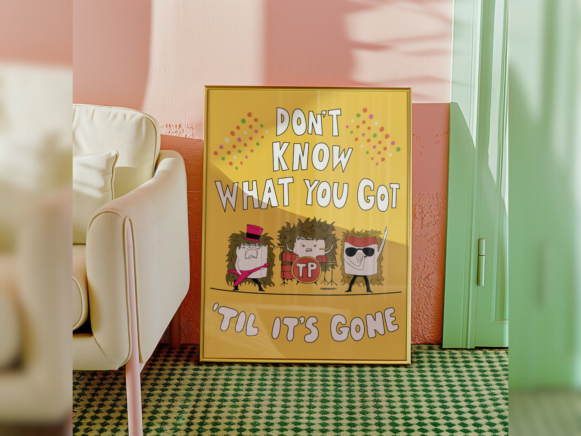 don't know what you got til it's gone funny bathroom wall art, displayed in context