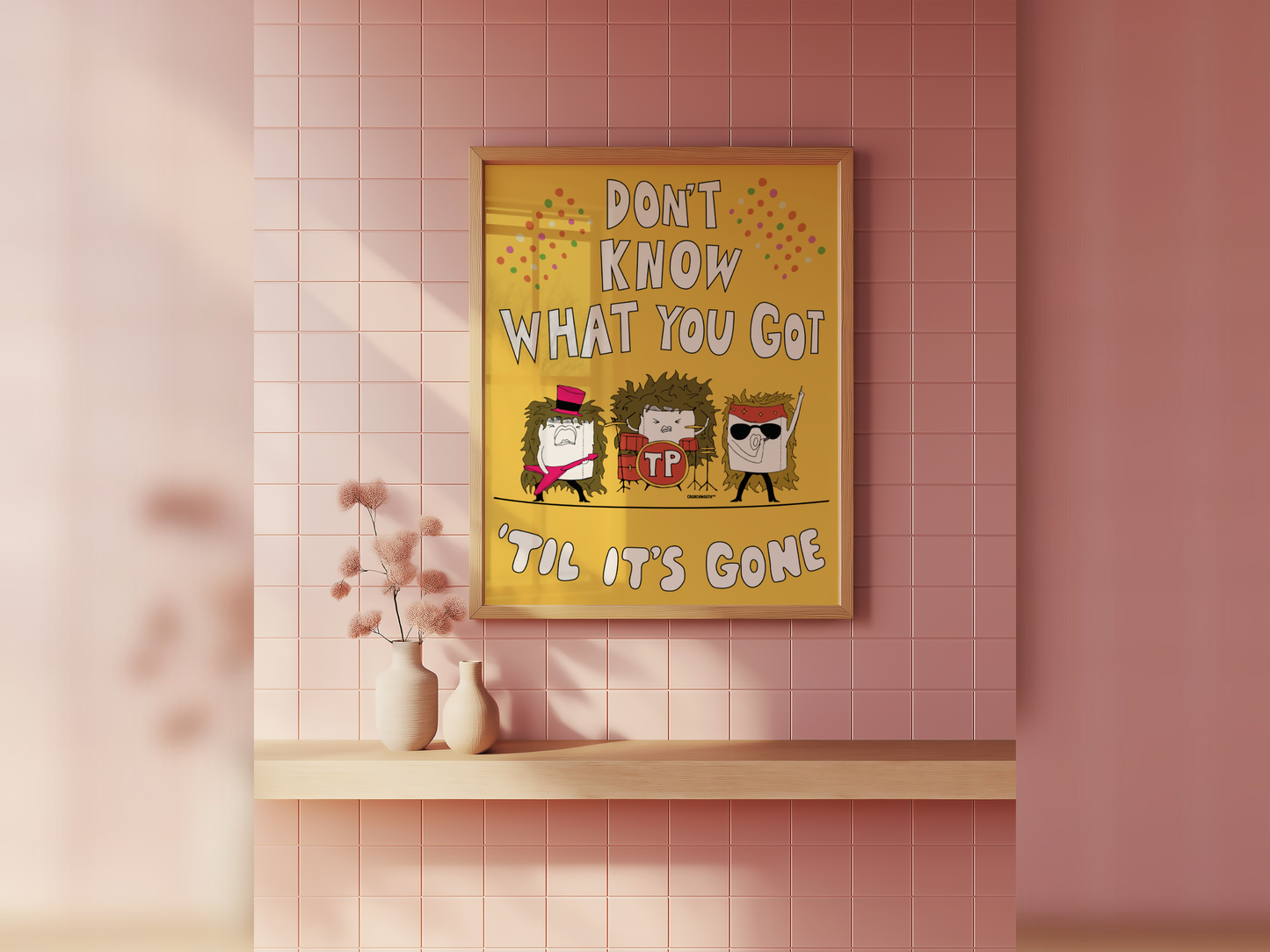 don't know what you got til it's gone funny bathroom wall art, displayed in context