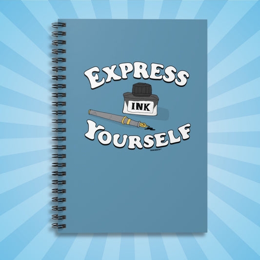express yourself notebook, front, sun rays design background