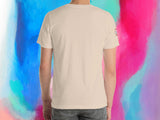 frankenmuth tshirt, back, male, colorful paint background