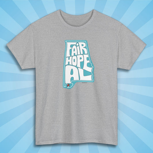 fairhope shirt, sport grey color, sun rays design background