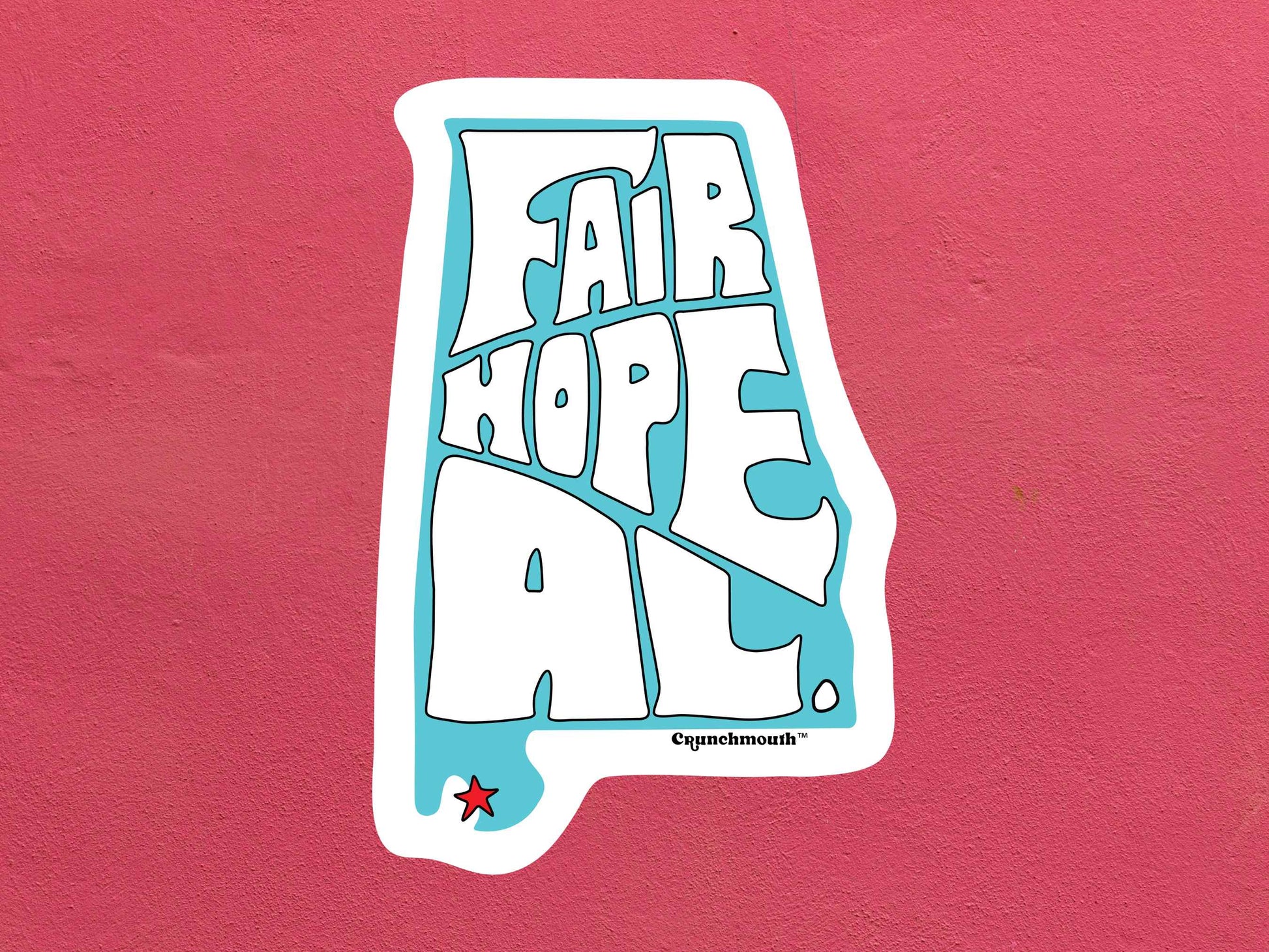 fairhope alabama sticker, rose color textured background