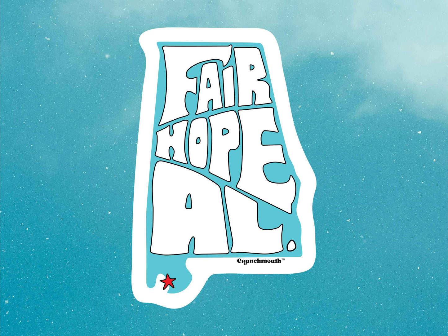 fairhope alabama sticker, blue sky background