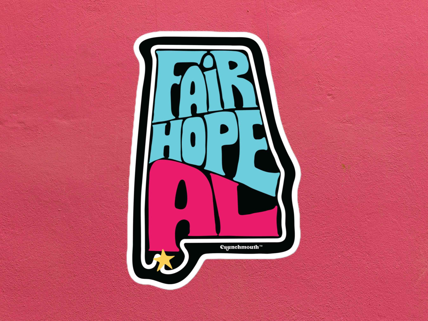 fairhope alabama travel luggage sticker, rose color textured background