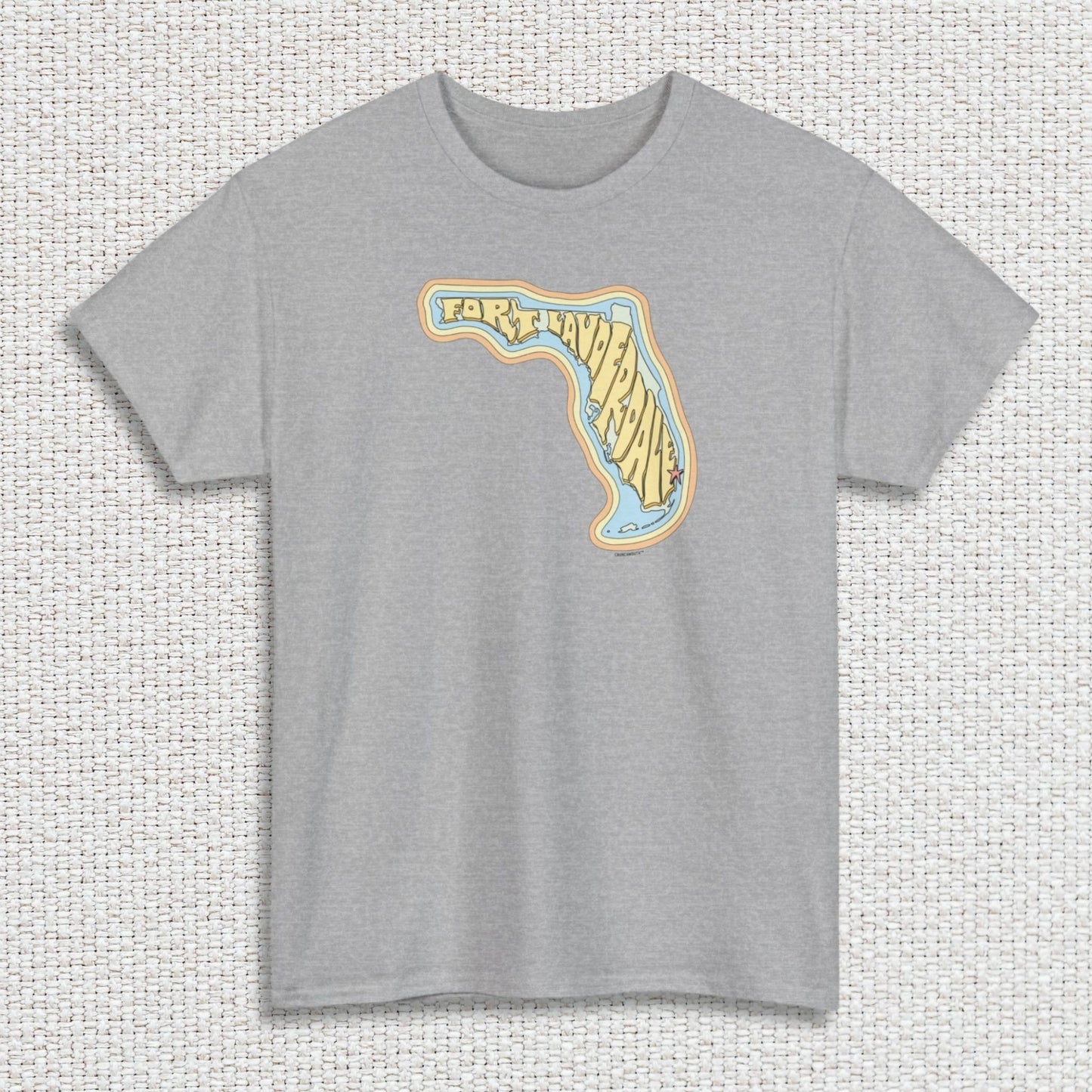 fort lauderdale florida shirt, front, sport grey color, textured fabric background