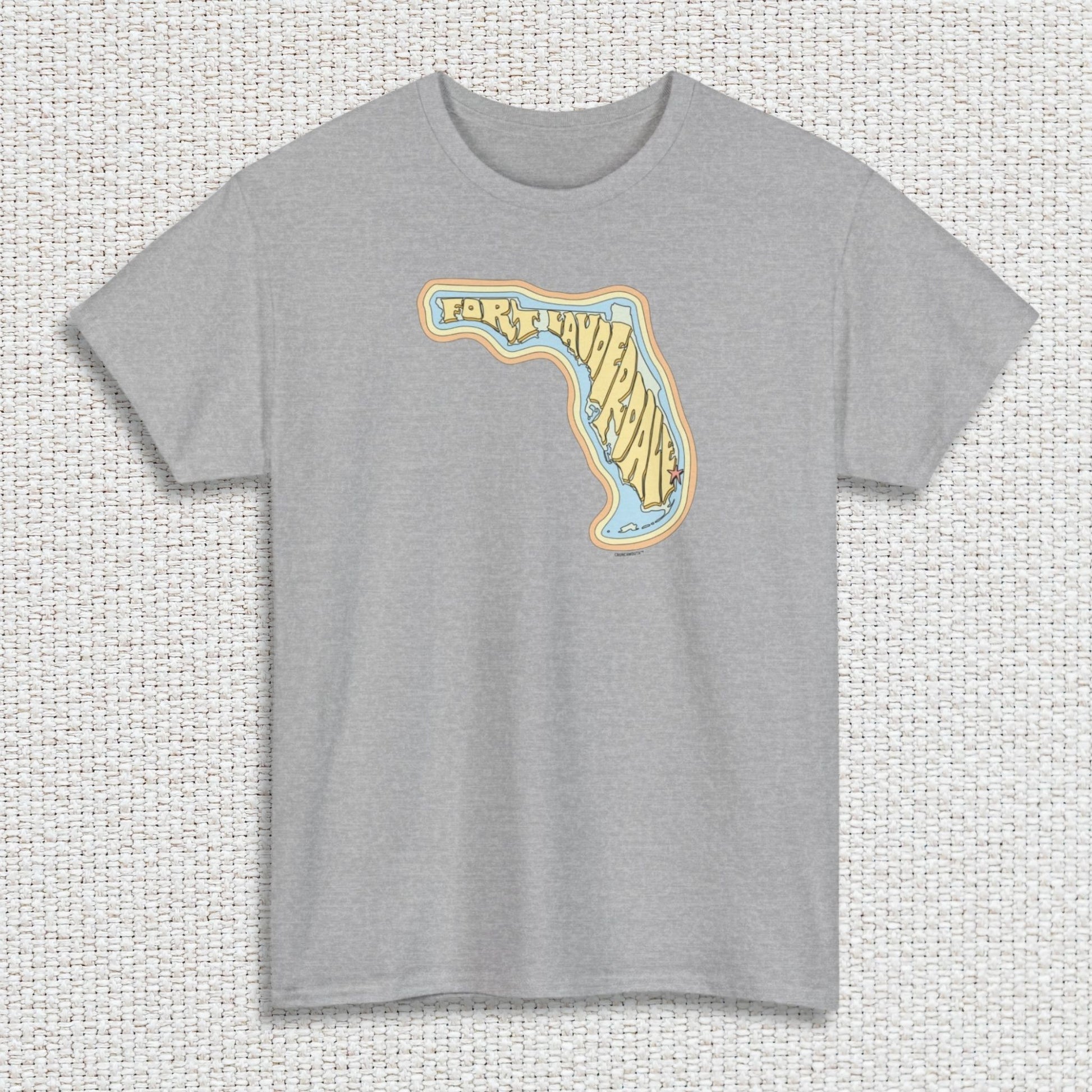 fort lauderdale florida shirt, front, sport grey color, textured fabric background