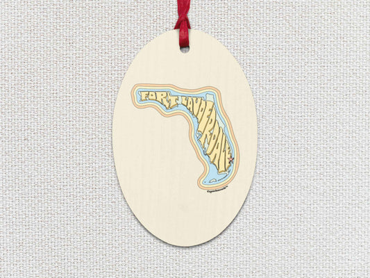 fort lauderdale Christmas ornament, front, white textured background