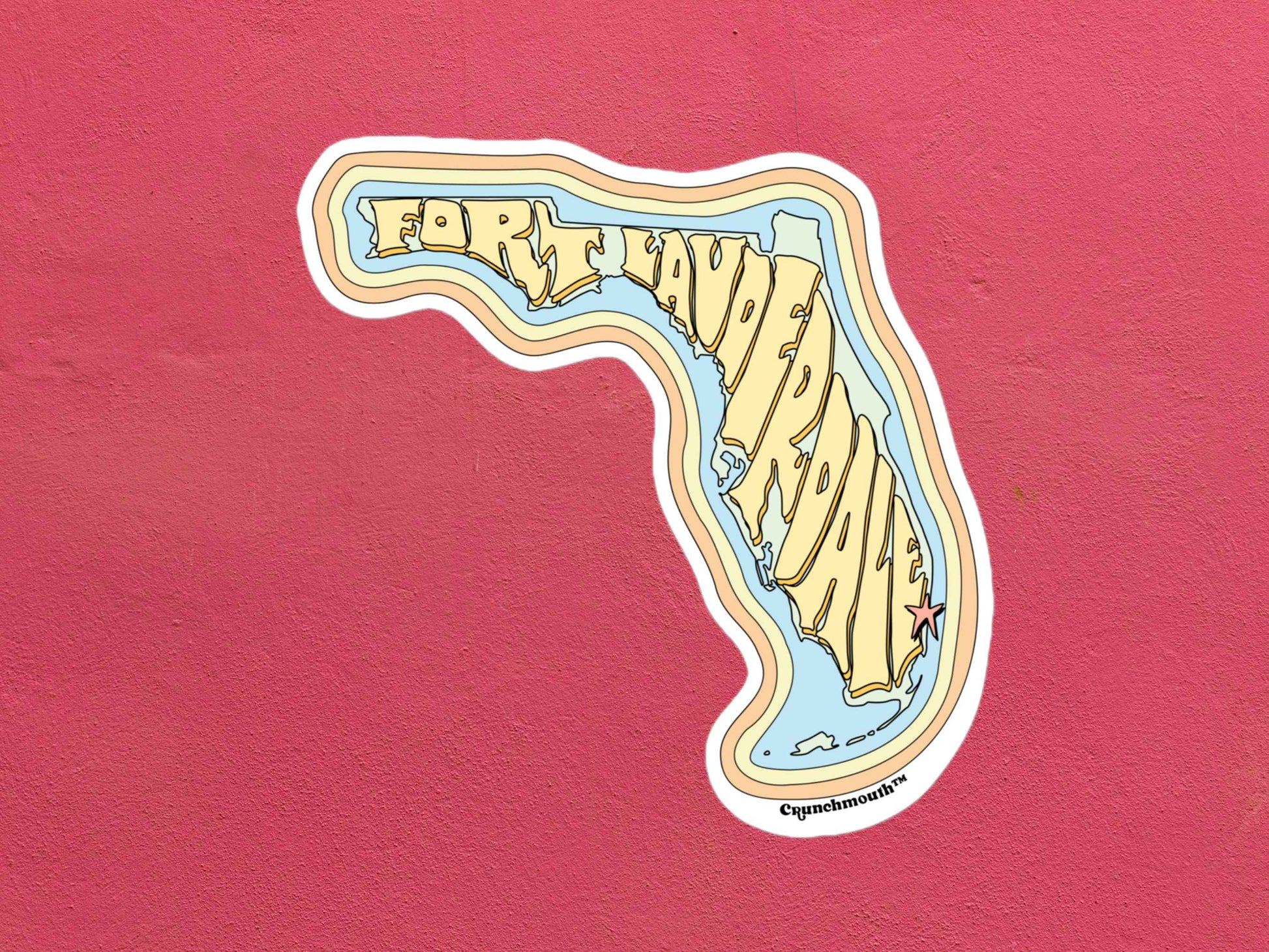 fort lauderdale sticker, rose color textured background