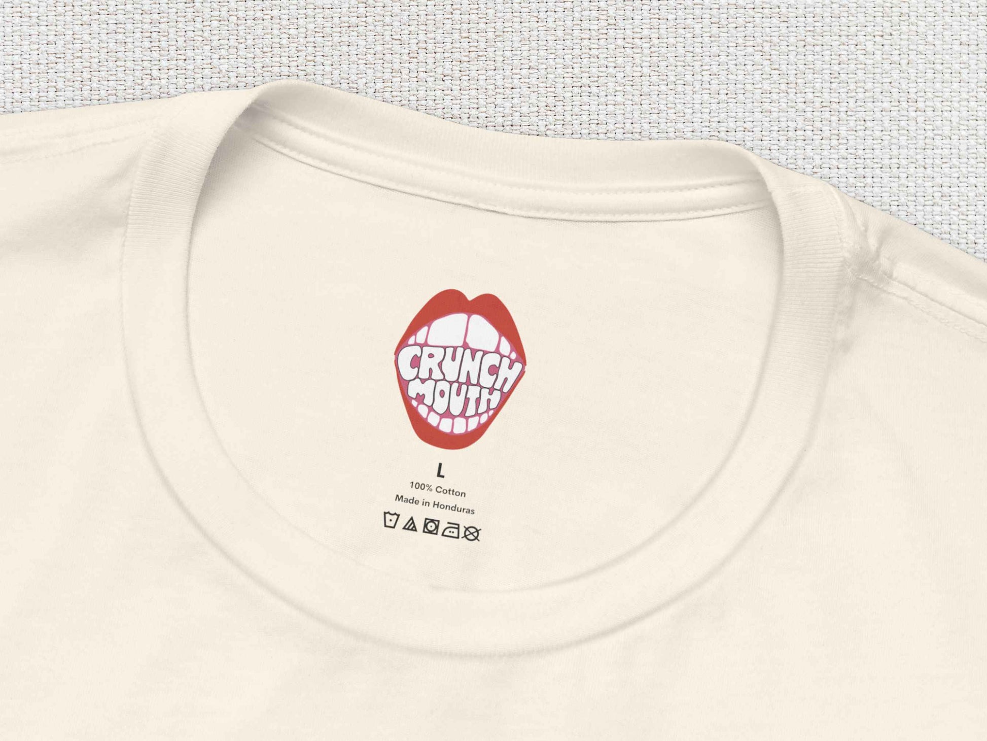 funny horse shirt, don't be a horse's fanny, inside neck lable, white textured background