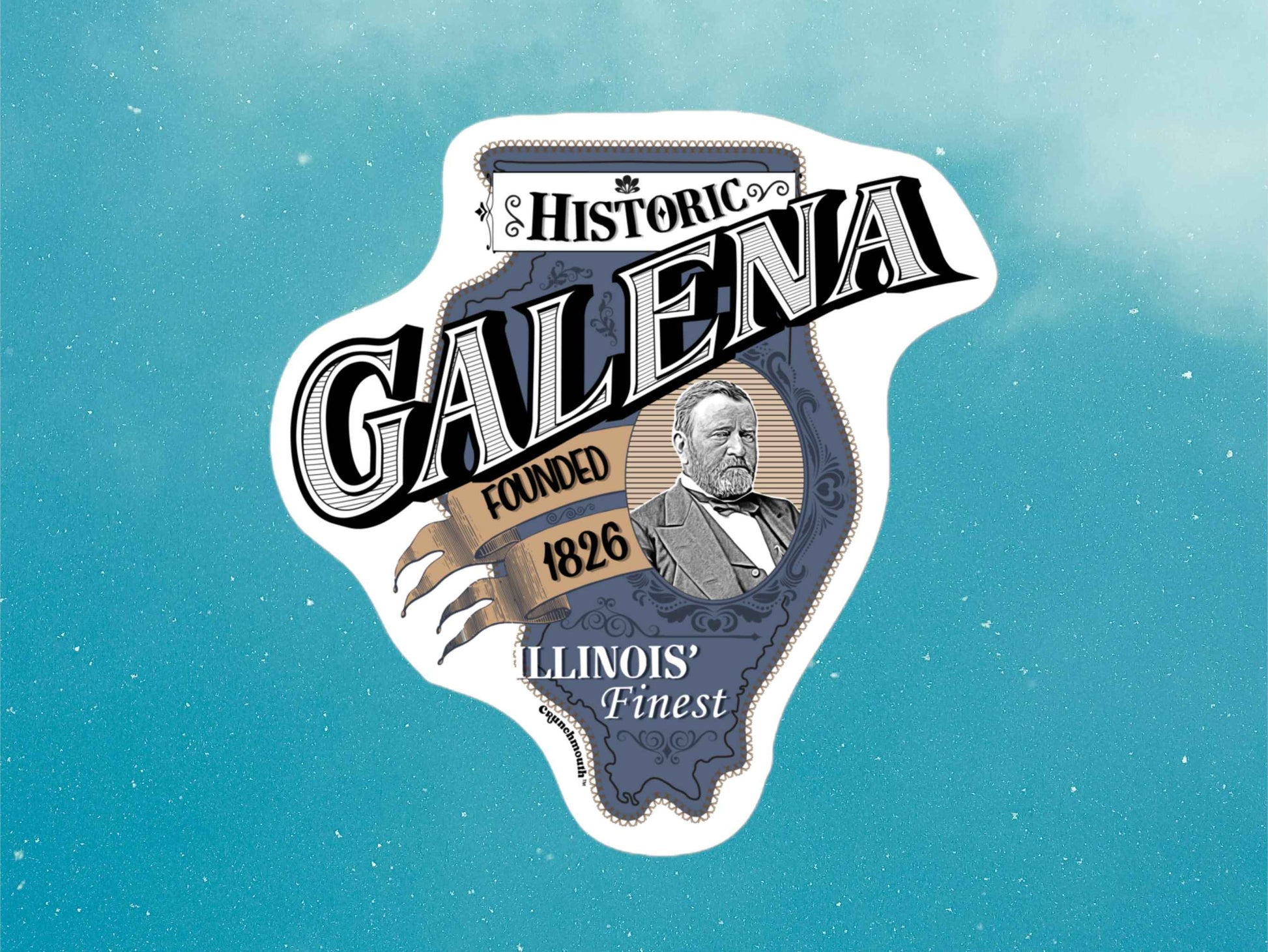 galena sticker, travel luggage stickers, ulysses s grant, blue sky background