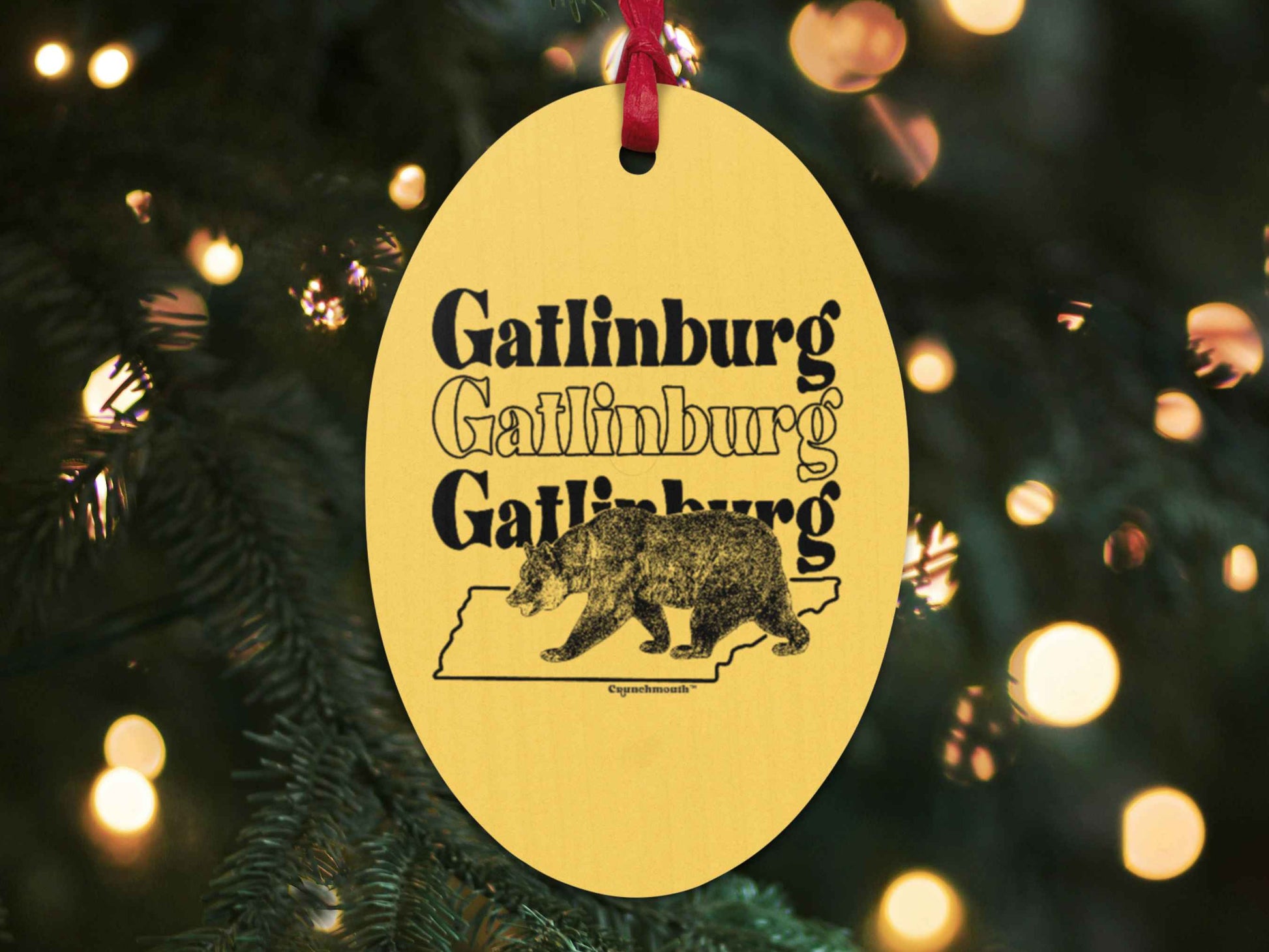 gatlinburg ornament, retro Christmas ornaments, back, Christmas tree background