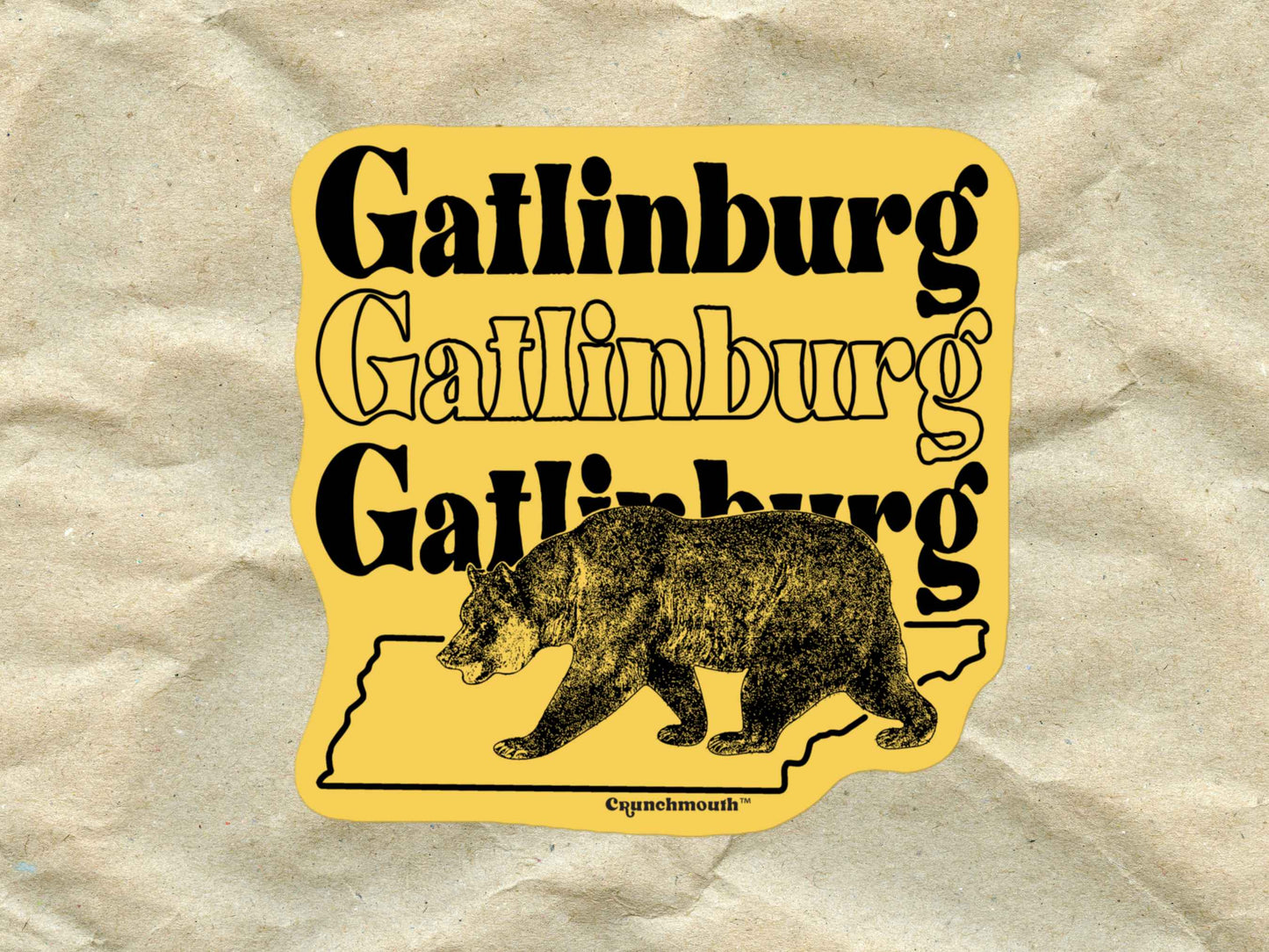 gatlinburg sticker, travel luggage stickers, brown textured background