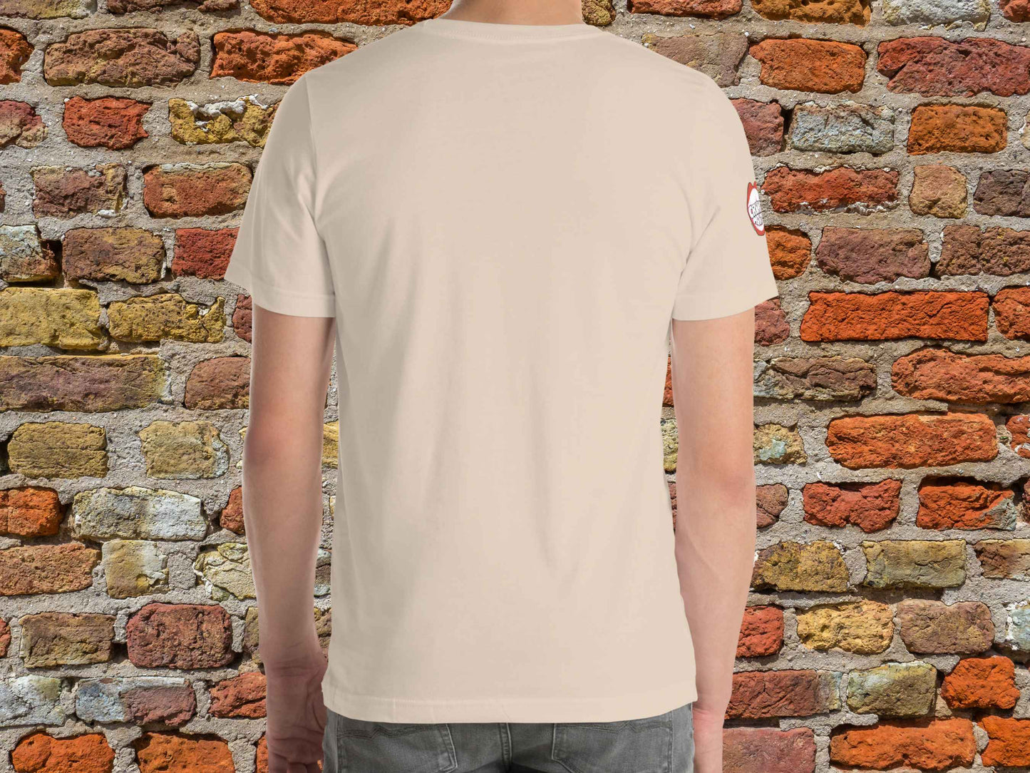 gatlinburg tennessee t shirts, family vacation shirts, back, male model, red brick wall background