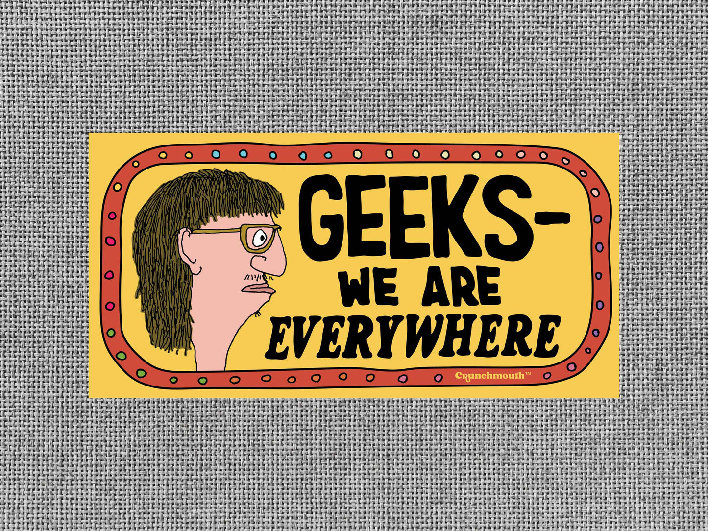 geeks we are everywhere bumper sticker, funny bumper stickers, gray textured background