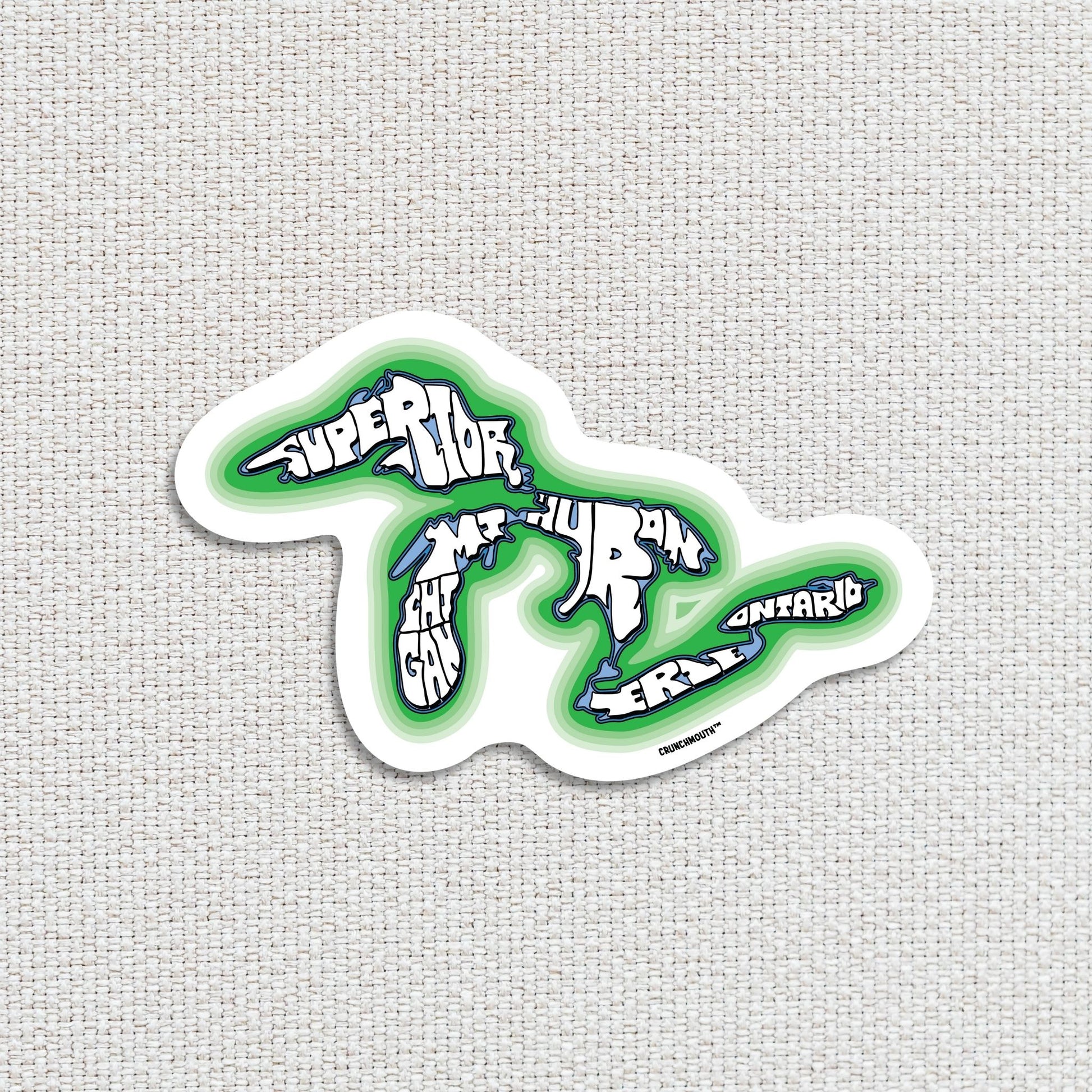 great lakes travel luggage sticker, textured fabric background