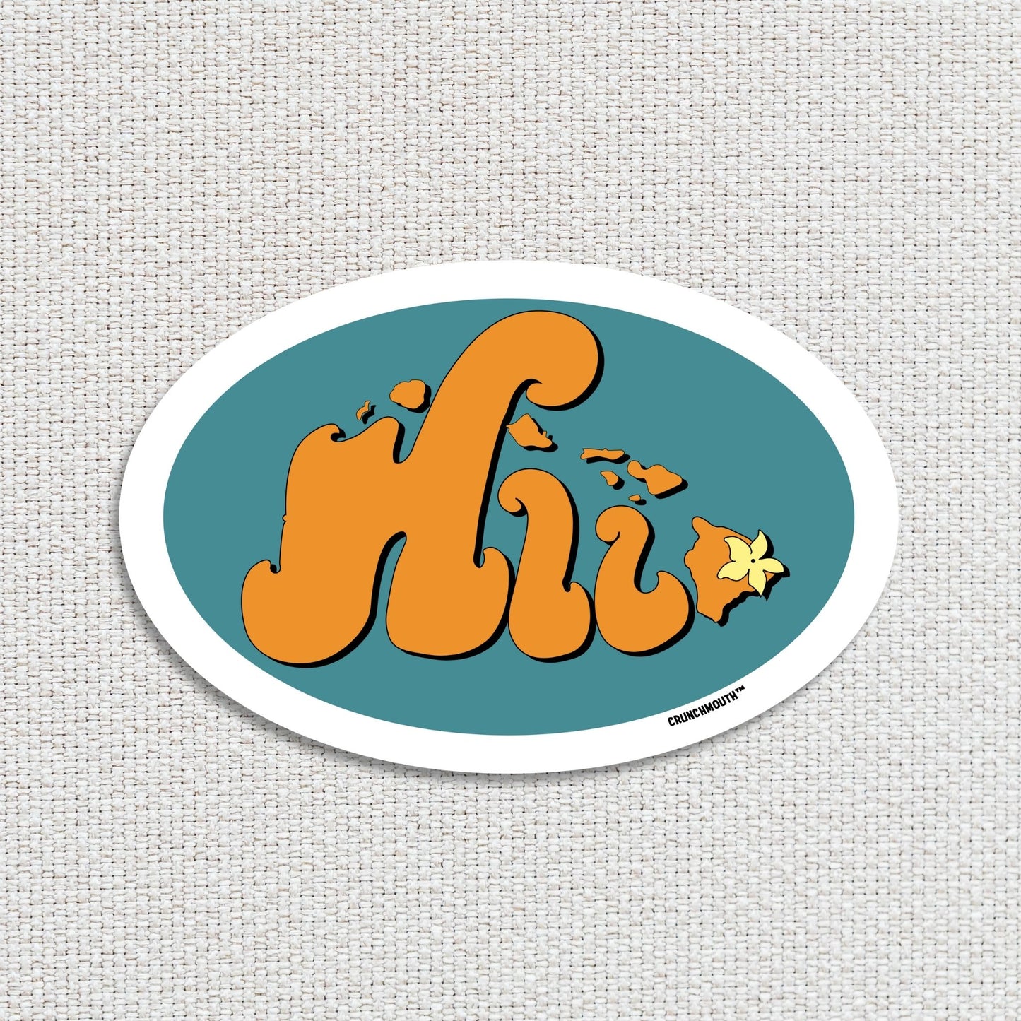 hilo hawaii travel luggage sticker, textured fabric background