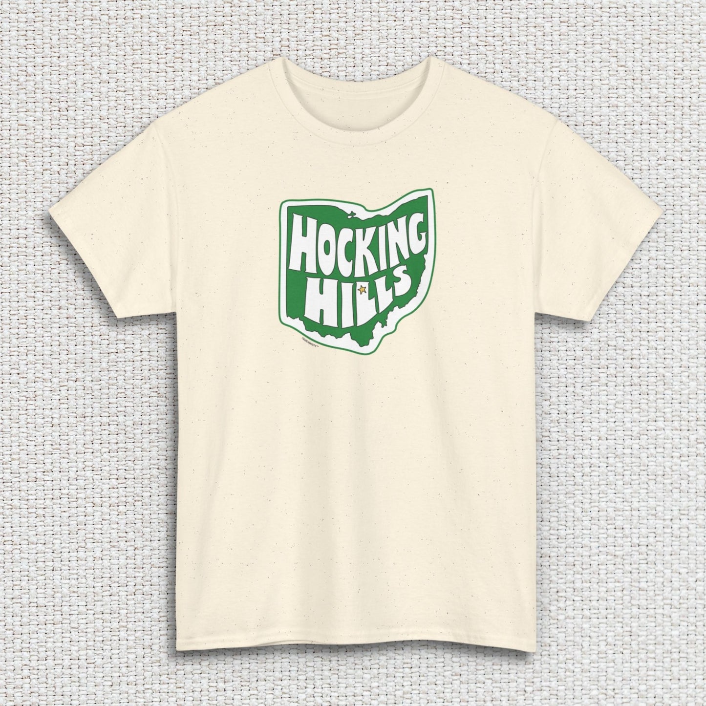 hocking hills ohio state park shirt, natural color, white textured fabric background