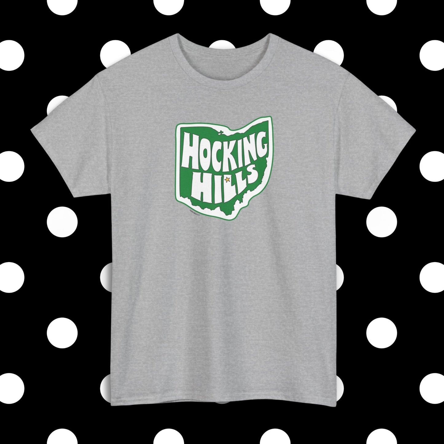 hocking hills ohio state park shirt, sport grey color, polka dots pattern design background