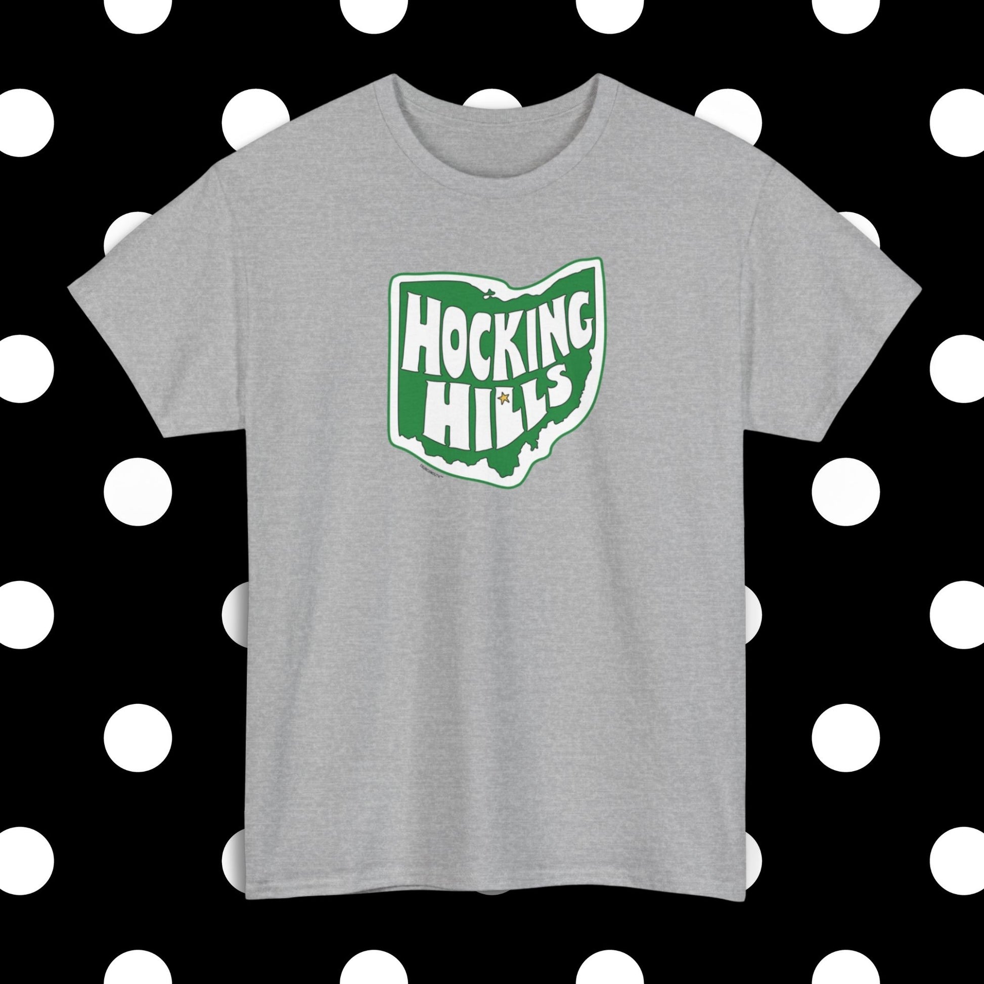 hocking hills ohio state park shirt, sport grey color, polka dots pattern design background
