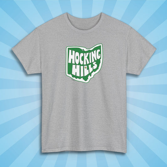 hocking hills ohio state park shirt, sport grey color, sun rays design background