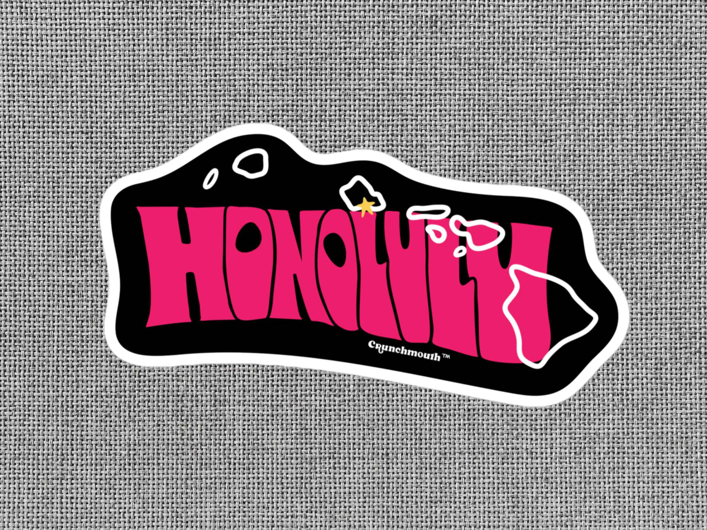 honolulu sticker, gray textured background