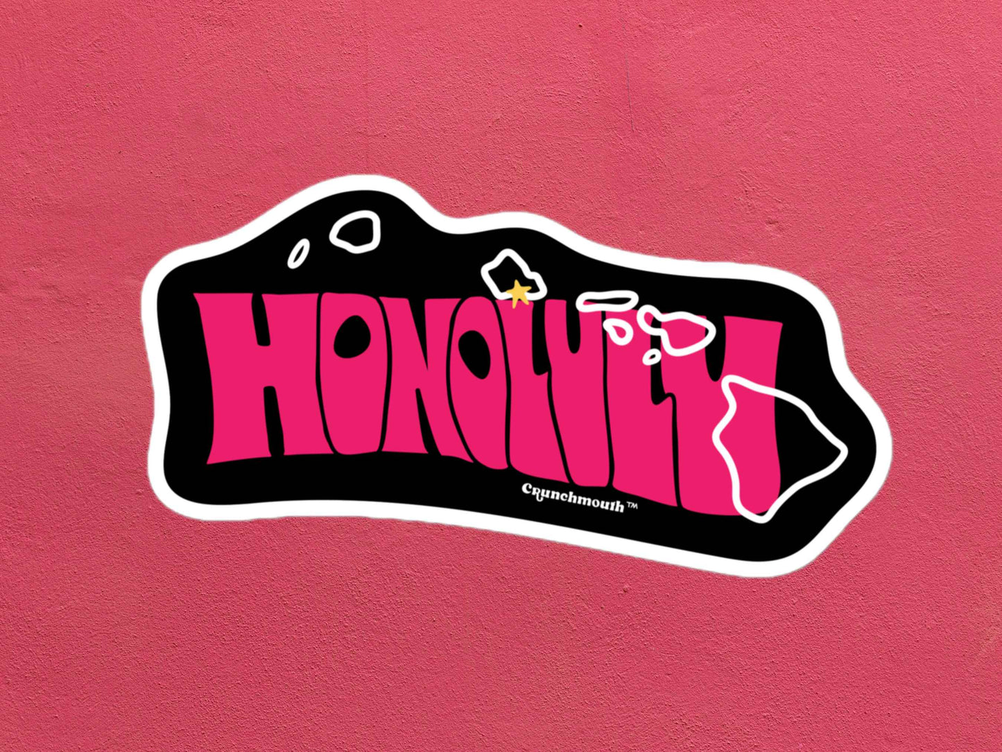 honolulu sticker, rose color textured background