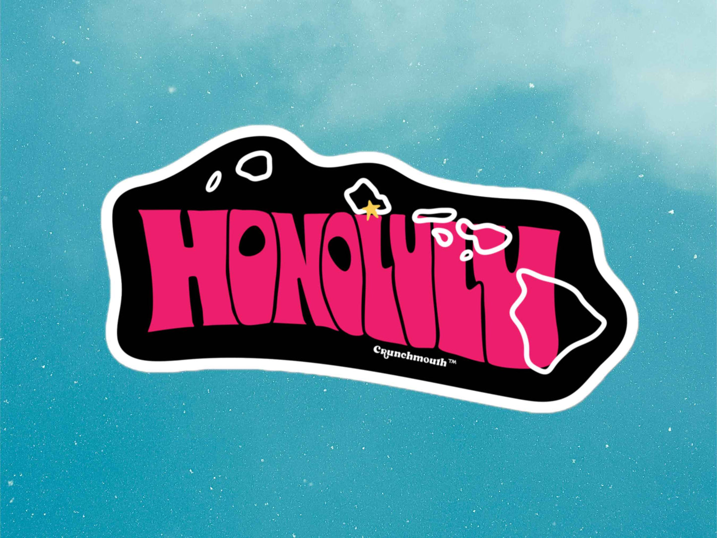 honolulu sticker, blue sky background