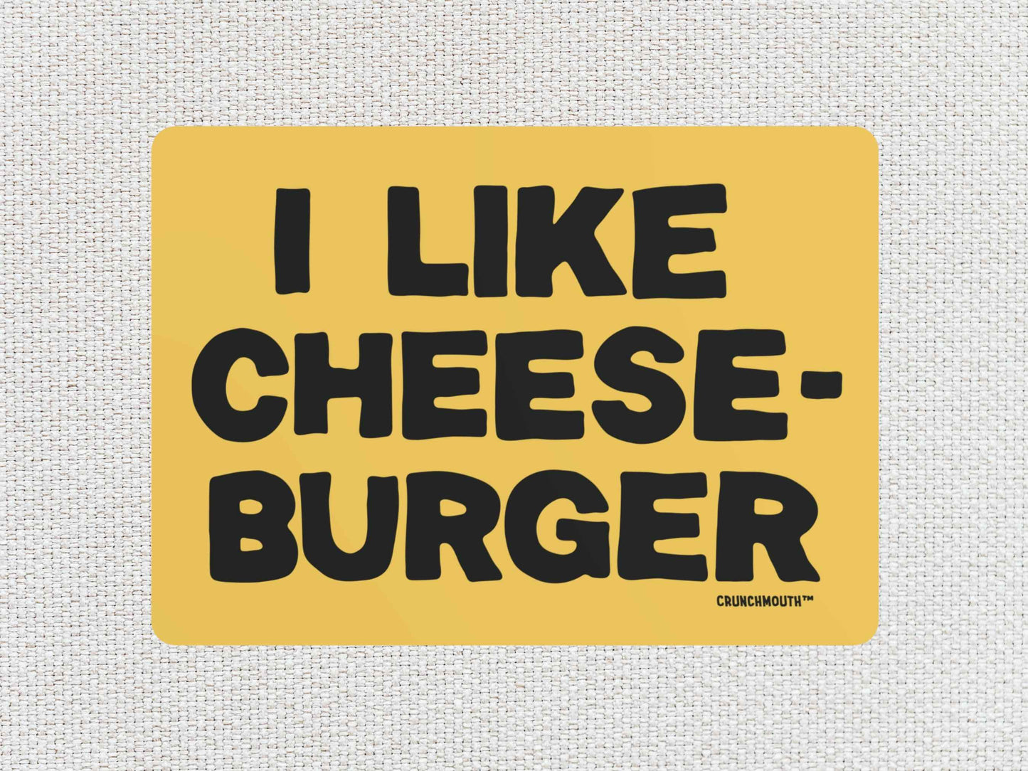 i like cheeseburger metal wall art, 7x5, flat, white textured background