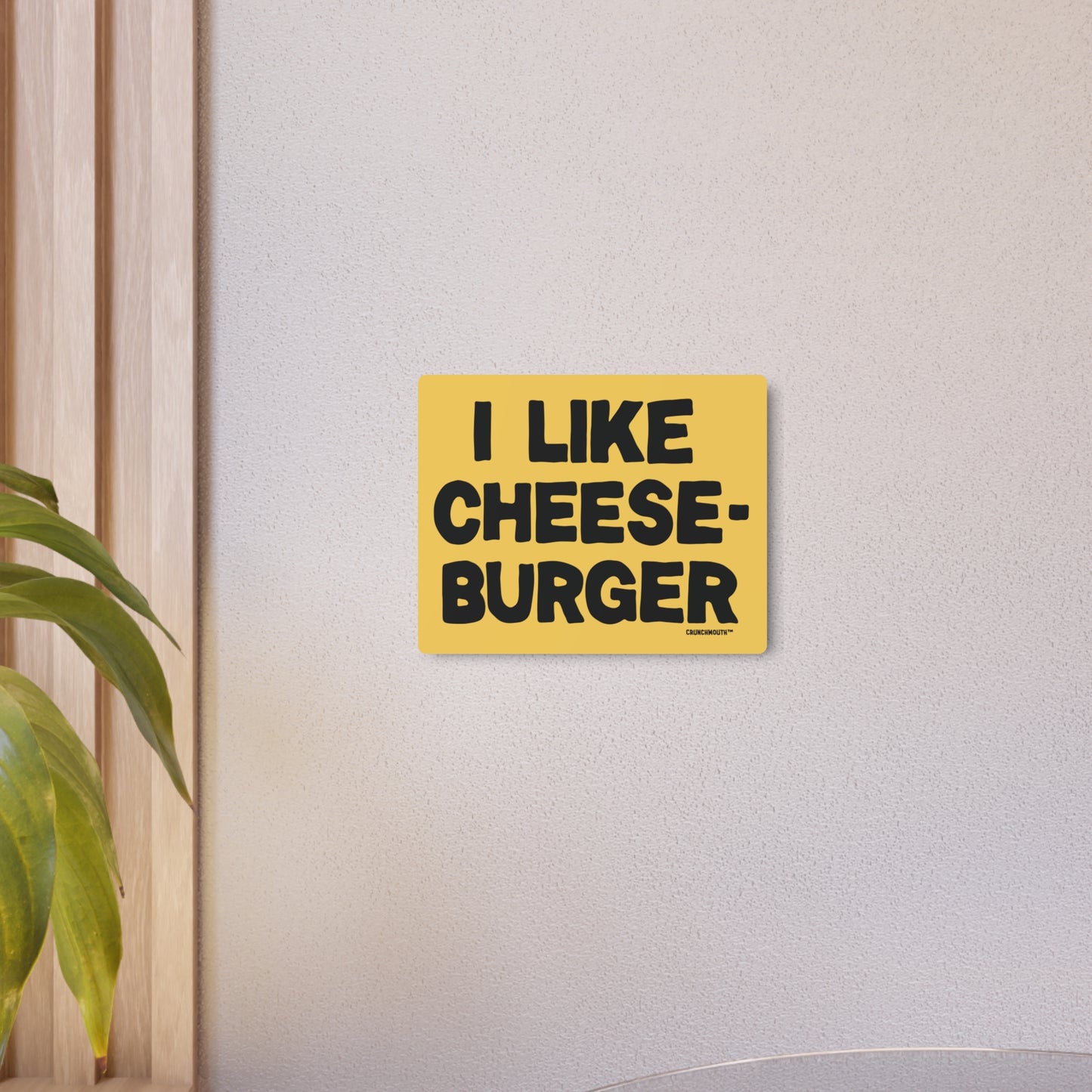 i like cheeseburger metal wall art, 14x11, light colored wall background