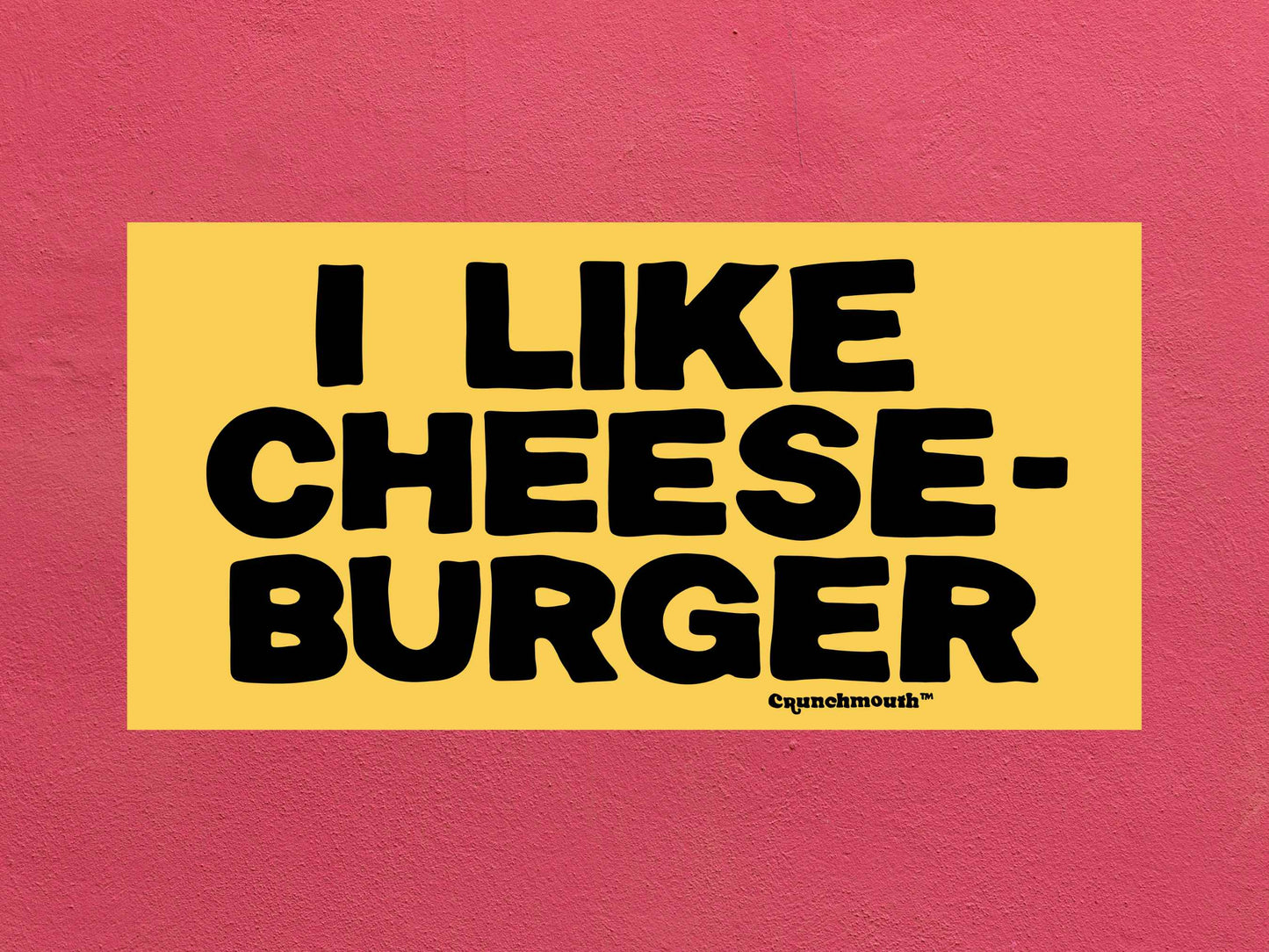 i like cheeseburger sticker, funny bumper stickers, rose textured background