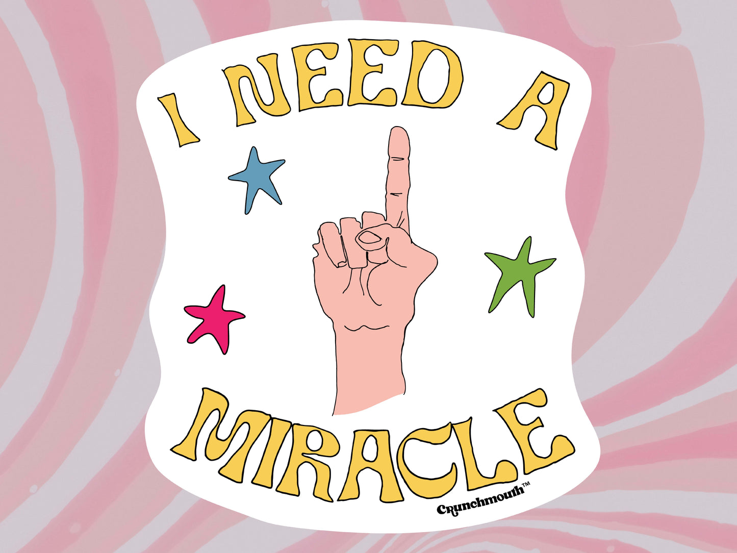 i need a miracle waterproof vinyl water bottle sticker, pink swirl background