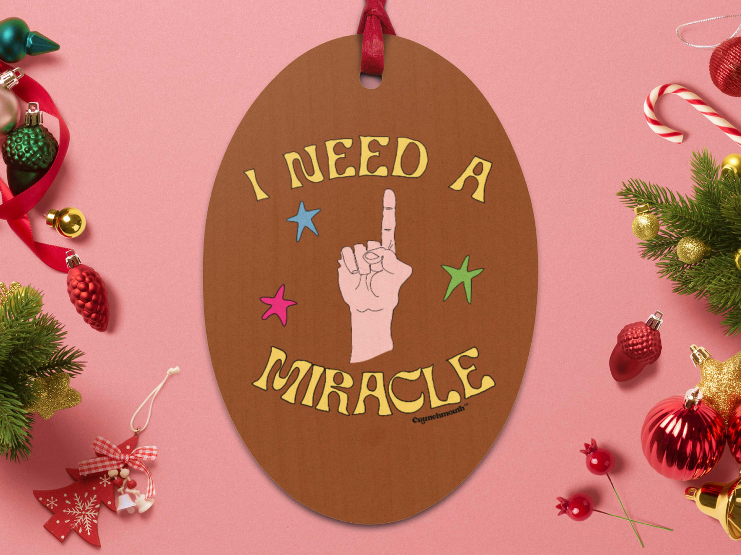 i need a miracle wooden Christmas ornament, back, Christmas decoration theme background