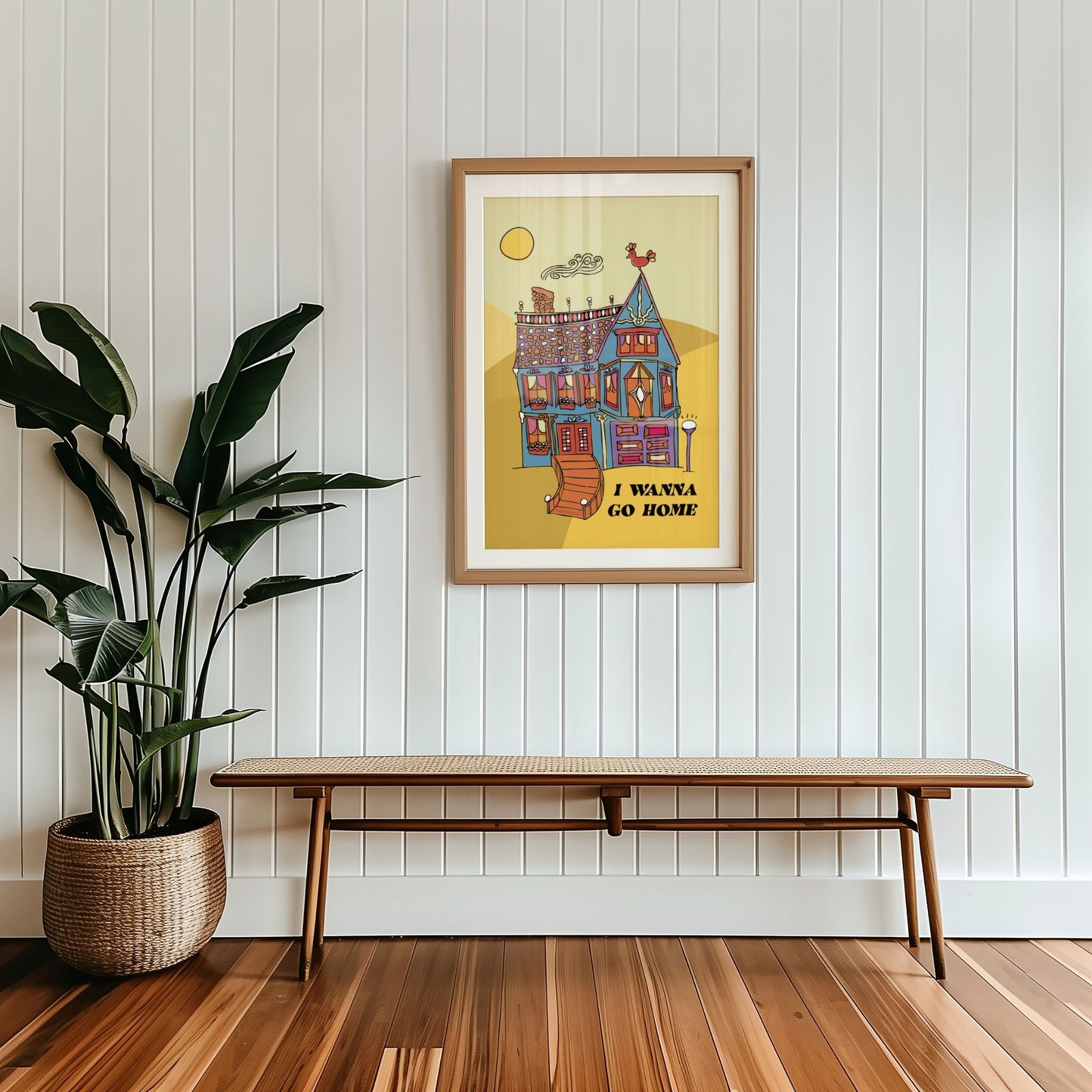 i wanna go home frameable wall art, displayed in context