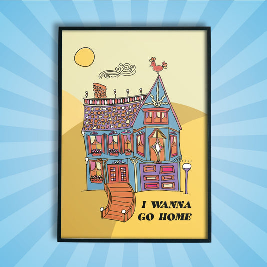i wanna go home frameable wall art, sun rays design background