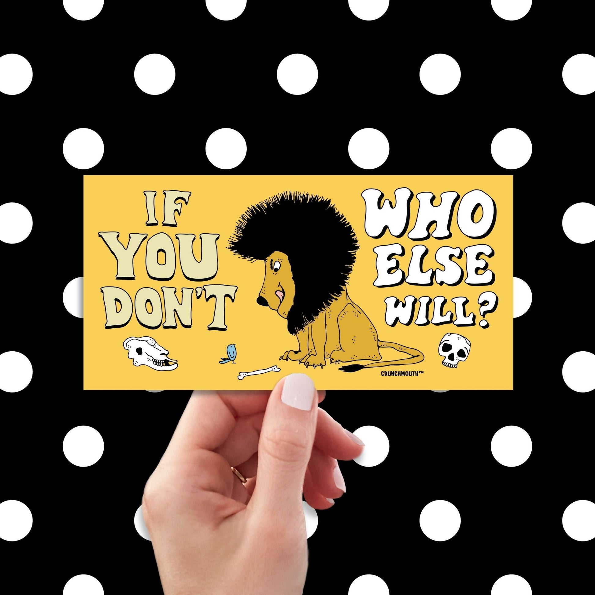 if you don't who else will bumper sticker, hand display, polka dots pattern design background