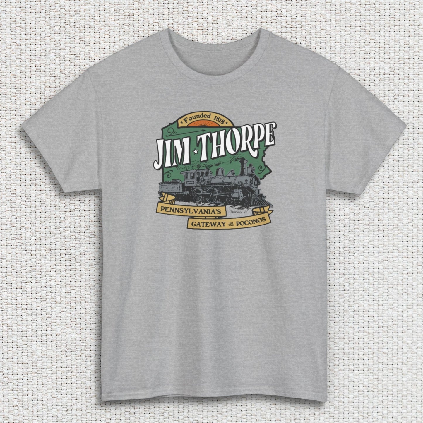 jim thorpe shirt, sport grey color, textured fabric background