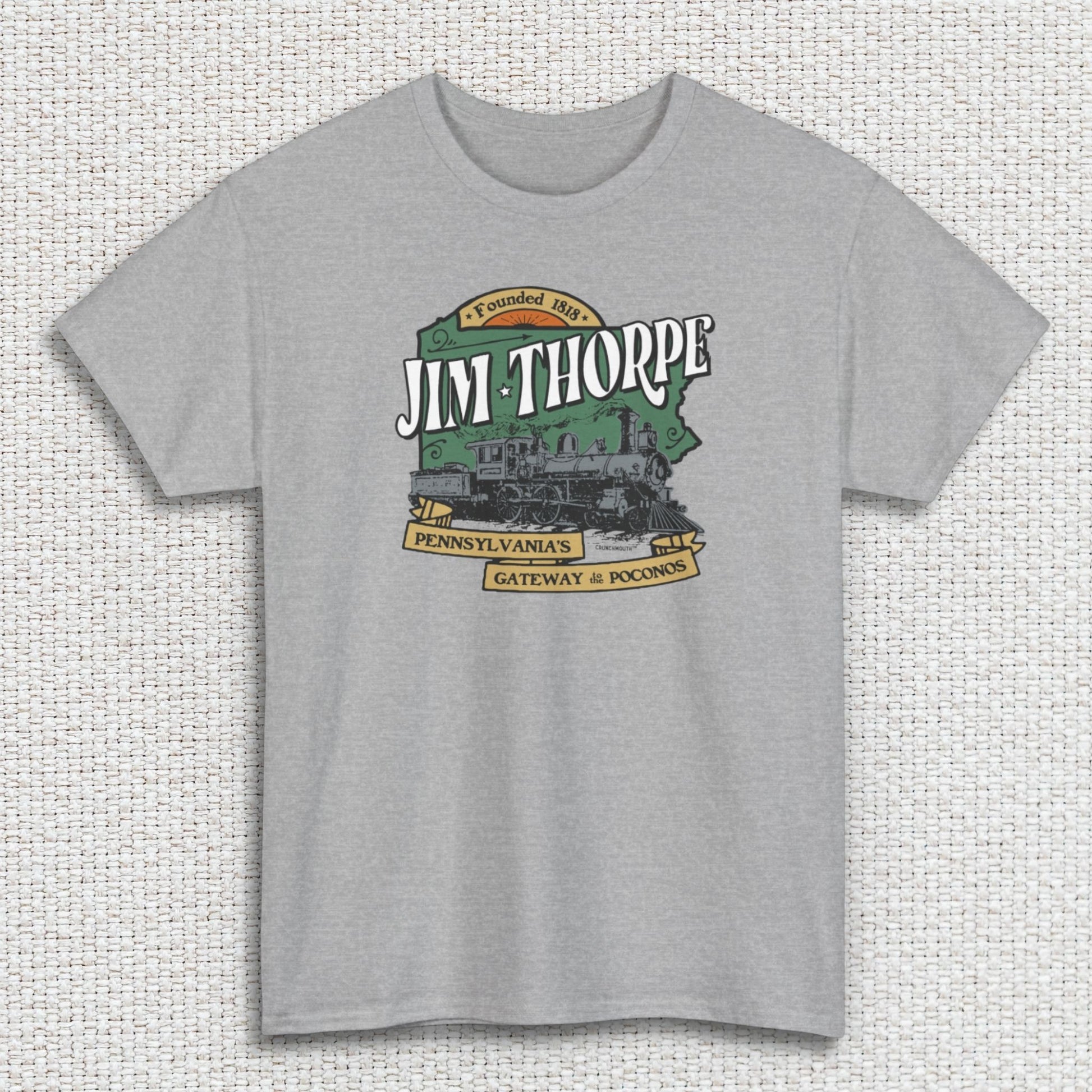 jim thorpe shirt, sport grey color, textured fabric background