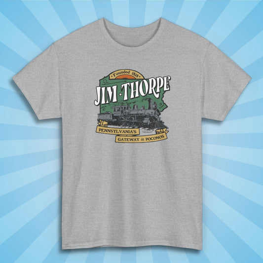 jim thorpe shirt, sport grey color, sun rays design background