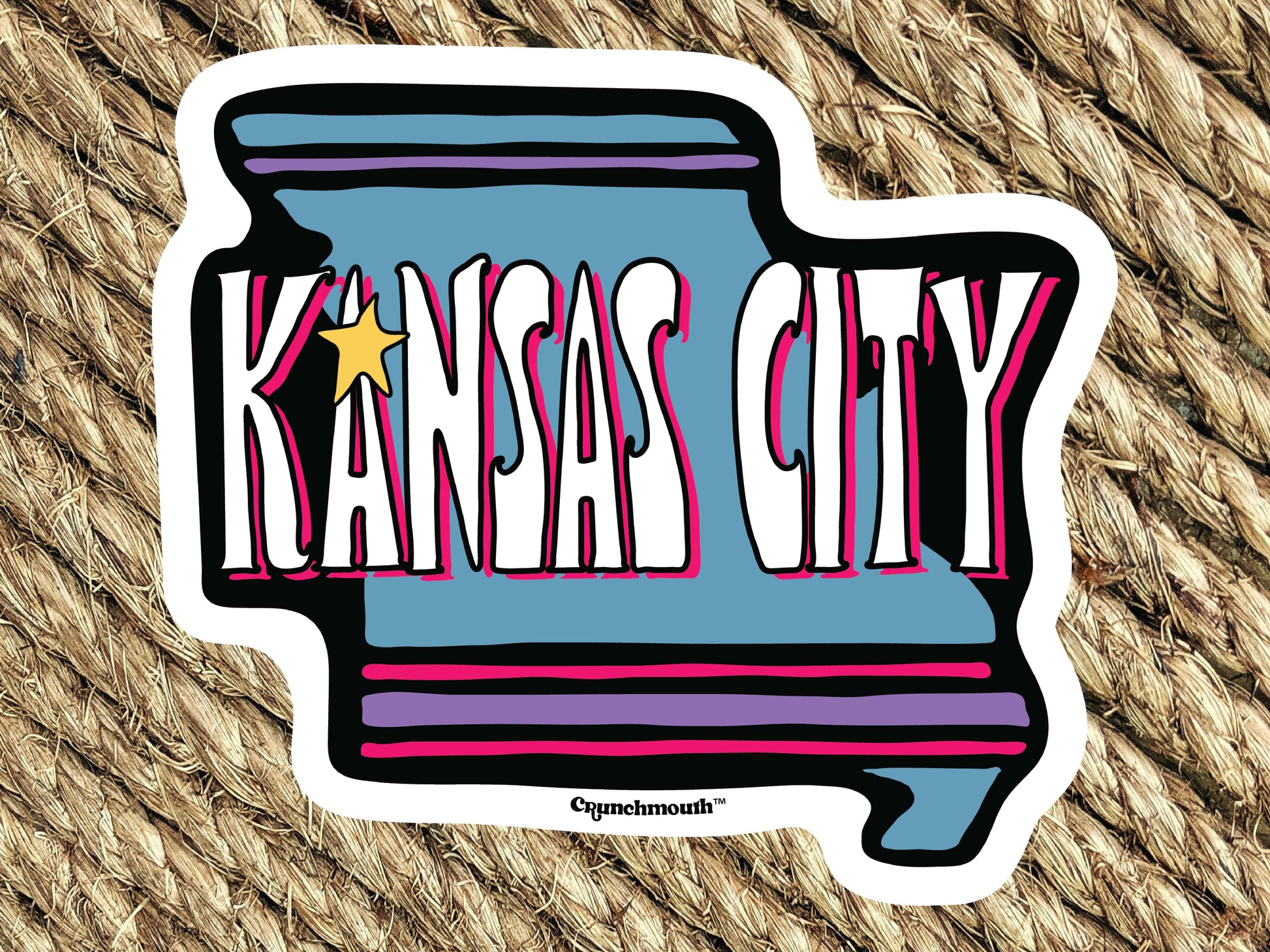 kansas city sticker, woven rug background